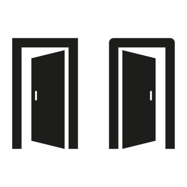 Çift kapılı giriş. Vektör kapısını açın. Bina erişim sembolü. Ev portalı grafiği. EPS 10.