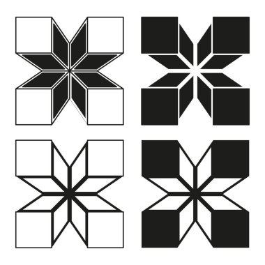 3 boyutlu çiçek küpleri. Simetrik küp yaprakları. Isometric çiçek şekli. Vektör soyut formu. EPS 10.