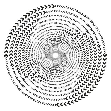 Kıvrımlı nokta sarmalı. Siyah beyaz illüzyonu. Dönen vektör şekli. Soyut optik hareket. EPS 10.