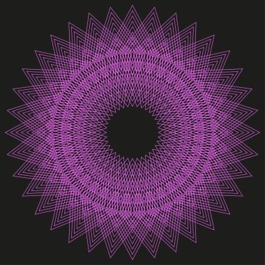 Mor dairesel desen. Dikenli simetri şekli. Soyut vektör yanılsaması. Karanlık merkez formu. EPS 10.