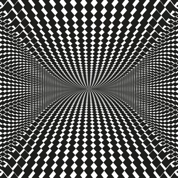 Çarpık şebeke yanılsaması. Optik çapraz desen. Siyah beyaz vektör. Eğri çizgi simetrisi. EPS 10.