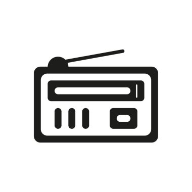 Radyo ikonu şekli. Sinyal kutusu yayınlanıyor. Vektör ses sembolü. Akort siyah tasarım. EPS 10.