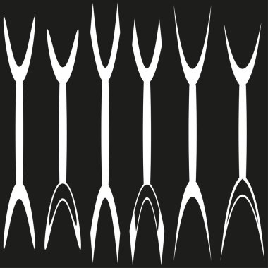 Dikey ok simgesi. Simetrik işaret şablonu. Siyah üstüne beyaz. Vektör ok motifi. EPS 10.