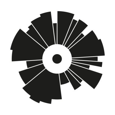 Dairesel soyut patlama. Vektör güneş sembolü. Siyah beyaz ışınlar. Geometrik radyal tasarım. EPS 10.