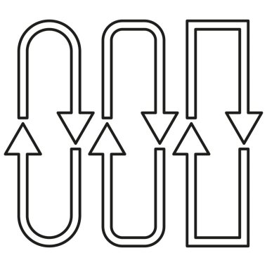 Çift U okları. Döngü yönü şekli. Soyut navigasyon simgesi. Vektör hareket formu. EPS 10.