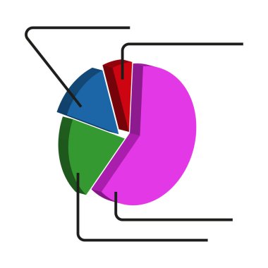 Renkli pasta grafiği. Bölümlü veri grafiği. Parlak vektör çemberi. Üç boyutlu bilgi tasarımı. EPS 10.