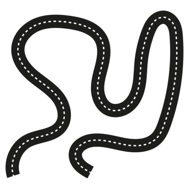 Dalgalı yol yolu. Siyah noktalı vektör. Kıvrımlı yol şekli. Soyut seyahat sembolü. EPS 10.