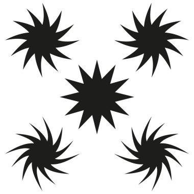 Yıldız patlaması şekli simgesi. Parlak enerji sembolü. Siyah patlak desen. Vektör çizimi. EPS 10.