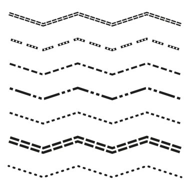 Parçalanmış dalga şekli. Çizgi hareketi figürü. Vektör soyut formu. Simetri vuruşu deseni. EPS 10.