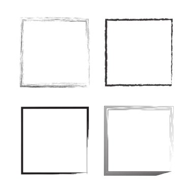 Kare çerçeve. Grunge kontur sembolü. Minimum kutu şekli. Vektör dekoratif taslak. EPS 10.