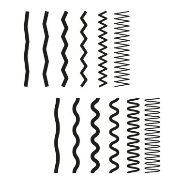 Dalga çizgisi simgesi. Zigzag vuruş formu. Siyah şekil vektörü. Beyaz üzerine desen. EPS 10.
