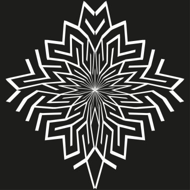 Yıldız patlaması vektörü. Siyah beyaz tasarım. Açısal simetri şekli. Soyut kontrastlı desen. EPS 10.