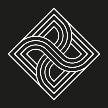 Çarpık çizgi şeklinde. Soyut beyaz spiral. Vektör siyah arkaplan. Optik hareket sembolü. EPS 10.