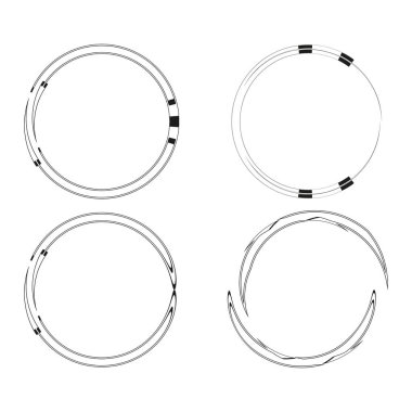 Dekoratif çember halkaları. Bölünmüş yuvarlak şekiller. Soyut vektör geometrisi. Asgari çizgi elemanları. EPS 10.