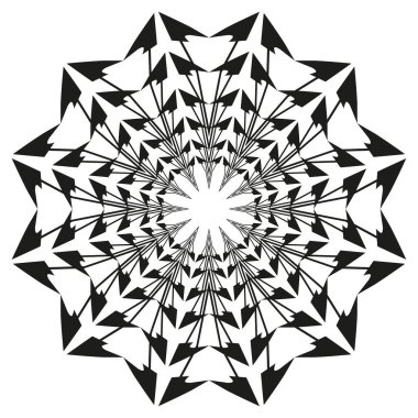 Radyal mandala ikonu. Süslü yıldız sembolü. Geometrik çiçek vektörü. Karmaşık dantel motifi. EPS 10.