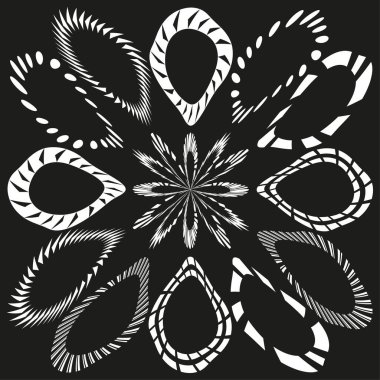 Karmaşık çiçek ikonu. Simetrik çiçek deseni. Vektör soyut çiçekleri. Karanlık süsleme motifi. EPS 10.