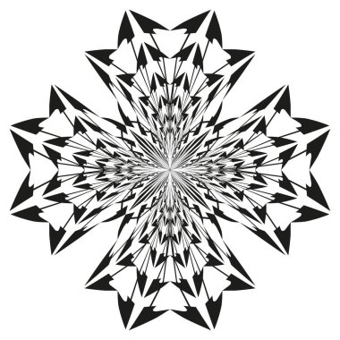 Karmaşık kar tanesi ikonu. Karmaşık yıldız sembolü. Geometrik girdap vektörü. Detaylı buz motifi. EPS 10.