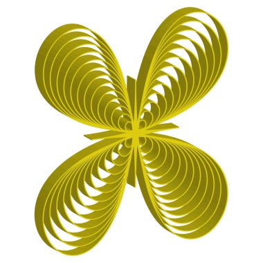 Yaprak şeklinde spiral. Sarı yeşil vektör. Soyut çiçek biçimi. Simetrik dekoratif ikon. EPS 10.