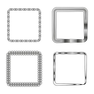 Kare desenli ikon. Grunge kutusu şeklinde. Dekoratif sınır sembolü. Vektör kontur elementi. EPS 10.