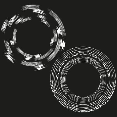 Çift halka dönüşü. Soyut bükülmüş çeler. Kontrastlı şekil vektörü. Hareket illüzyonu grafiği. EPS 10.