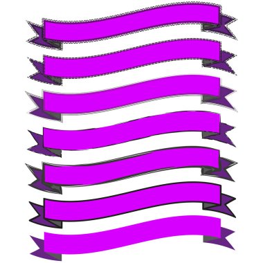 Menekşe kurdele pankartı. Katlanmış şerit simgesi. Kuyruk şeklinde. Grafik vektör elemanı. EPS 10.