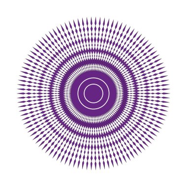 Mor dairesel çember. Desenli geometri formu. Elmas optik illüzyon. Soyut vektör şekli. EPS 10.