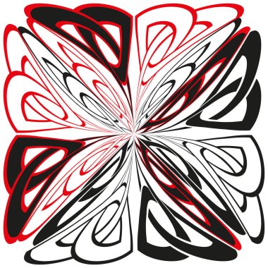 Soyut çiçek simgesi. Canlı kırmızı desen. Döndürme tasarımı. Karmaşık çiçek formu. EPS 10.