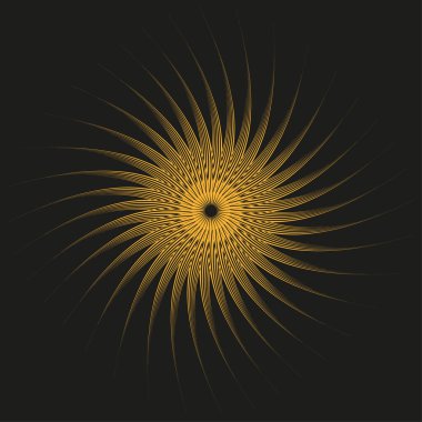 Parlak güneş deseni. Soyut Vektör patlaması. Altın ışık huzmeleri. Dinamik enerji sembolü. EPS 10.