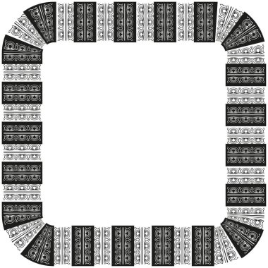 Dekoratif kare sınırı. Barok süs eşyası. Siyah beyaz çerçeve. Vektör köşesi sembolü. EPS 10.