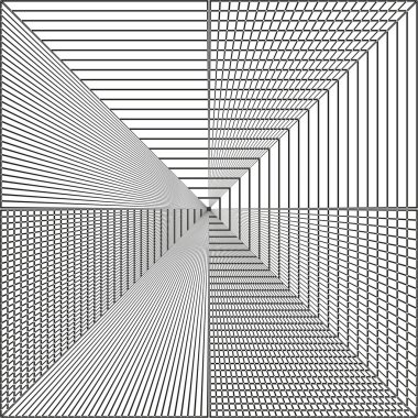 Simetrik çeyrek çizgiler. İnce gri desen. Soyut kare formu. Vektör geometri şekli. EPS 10.