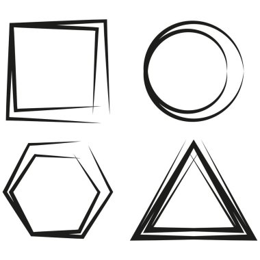 Gölge şekilli simgeler. Geometrik vektör formu. Soyut grafik figürler. Siyah beyaz kontrast. EPS 10.