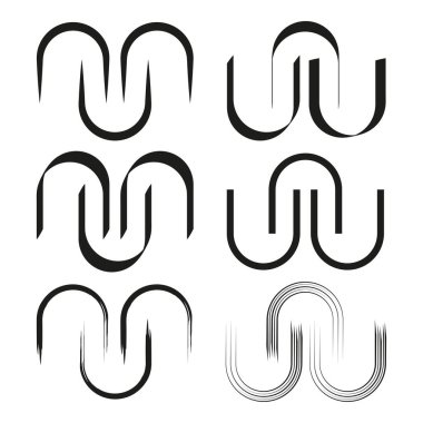 Geometrik yay şekilleri. Soyut U eğrileri. Yuvarlak çizgi sembolleri. Vektör modern elementler. EPS 10.