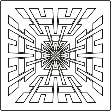 Vektör labirenti sembolü. Geometrik kare şekil. Beyaz arkaplan simgesi. Optik derinlik modeli. EPS 10.