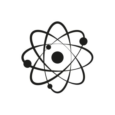 Atom bilimsel ikonu. Enerji vektörü modeli. Fizik kimya sembolü. Moleküler yapı grafiği. EPS 10.