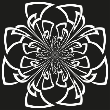 Soyut çiçek deseni. Şekillendirilmiş çiçek grafiği. Simetrik çiçek vektörü. Organik botanik tasarımı. EPS 10.