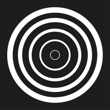 Hedef halka simgesi. Eşmerkezli daire şekli. Soyut vektör sembolü. Siyah beyaz arka plan. EPS 10.