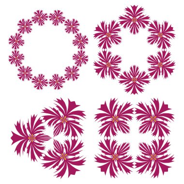 Çiçek çelengi ikonu. Pembe çiçek çemberi. Vektör çiçek deseni. Dekoratif taç yaprağı yüzüğü. EPS 10.