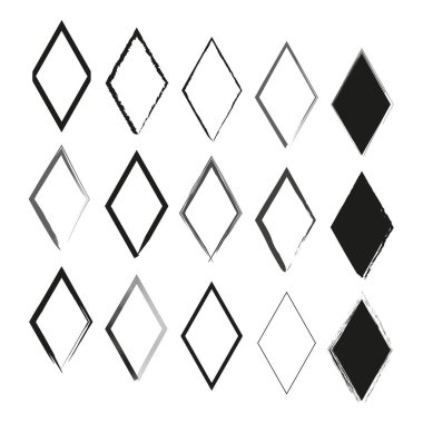 Elmas ikon deseni. Siyah şekilli tasarım. Geometrik ızgara çizimi. Vektör mozaik sembolü. EPS 10.