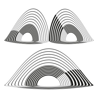 Soyut kemer deseni. Kavisli geometrik şekil. Tek renkli dalga tasarımı. Çizgi illüstrasyonunu tekrarlıyorum. EPS 10.