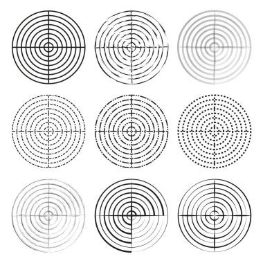 Soyut spiral daireler. Eşmerkezli çizgi desenleri. Geometrik Vektör Tasarımı. Optik hareket illüstrasyonu. EPS 10.