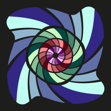 Renkli spiral girdap. Gökkuşağı girdap deseni. Vektör bükülmüş tasarım. Canlı dönüş çizelgesi. EPS 10.