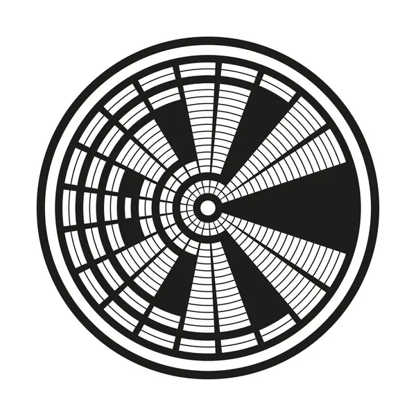 Radyal çizgi deseni. Soyut çember tasarımı. Geometrik fan şekli. Tek renkli girdap çizimi. EPS 10.