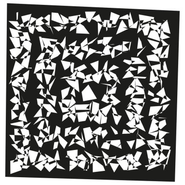 Soyut kaotik desen. Geometrik parçalanmış tasarım. Tek renkli, keskin doku. Vektör modern çizim. EPS 10.