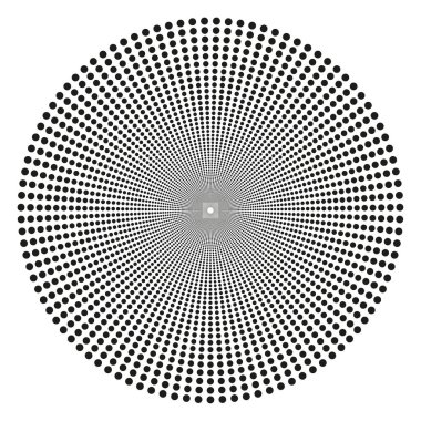 Çember nokta deseni. Radyal nokta dizisi. Yarı yuvarlak element. Vektör minimalist doku. EPS 10.