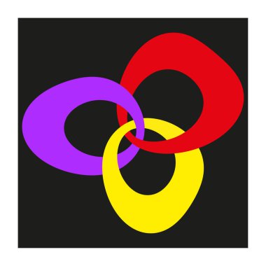 Birbirine dolanmış halkalar çizimi. Soyut döngü deseni. Canlı renk kombinasyonu. Vektör dinamik şekli. EPS 10.