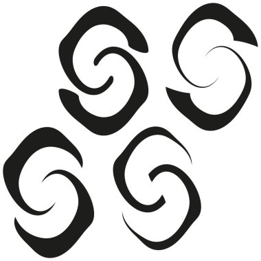 Birbirine bağlı döngü simgeleri. Kalın zincir desenli. Eğri bağlantı vektörü. Döndürülmüş S işareti. EPS 10.