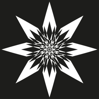 Beyaz yıldız ikonu. Işıl ışıl bir desen. Geometrik vektör patladı. Stark gece tasarımı. EPS 10.