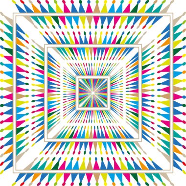 Kromatik patlama tüneli. Spektral kare girdap. Çoklu renk perspektifi vektörü. Dinamik sanat eseri kompozisyonu. EPS 10.