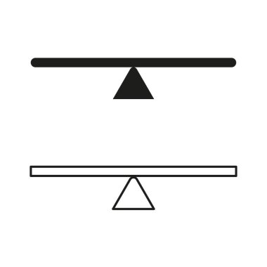 Denge ölçekli simge. Eşit ağırlık sembolü. Adalet ölçüm aracı. Vektör dengesi çizimi. EPS 10.