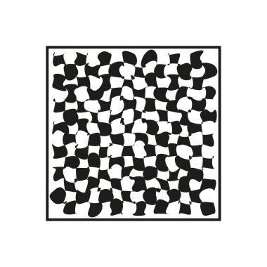Eşmerkezli kare şebeke. Piksel yarım ton paneli. Optik Derinlik Vektörü. Tek renkli illüzyon amblemi. EPS 10.